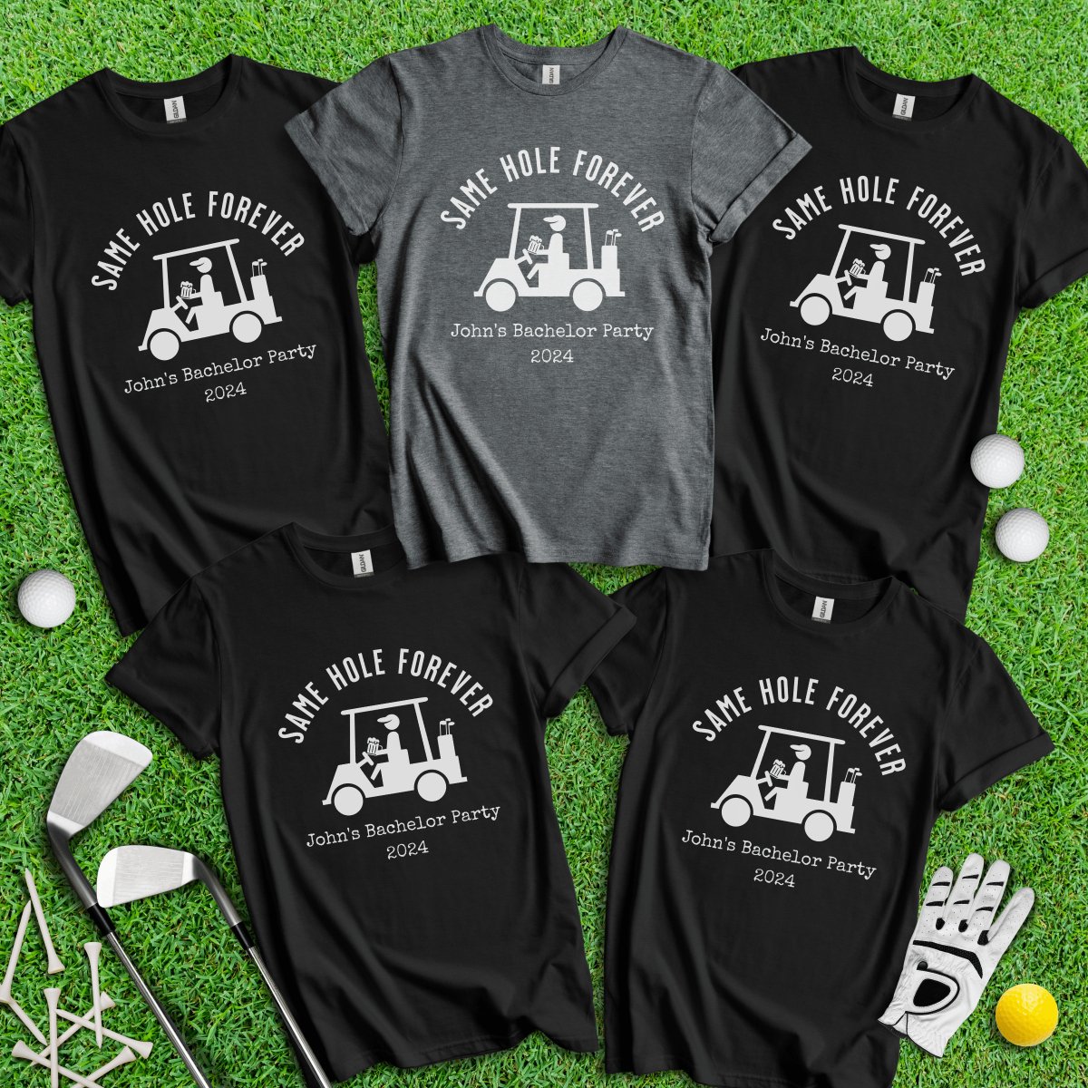 Same Hole Forever Funny Golf Icon Personalized Bachelor Party Golf T - Shirt - TeeHee Golf Gear
