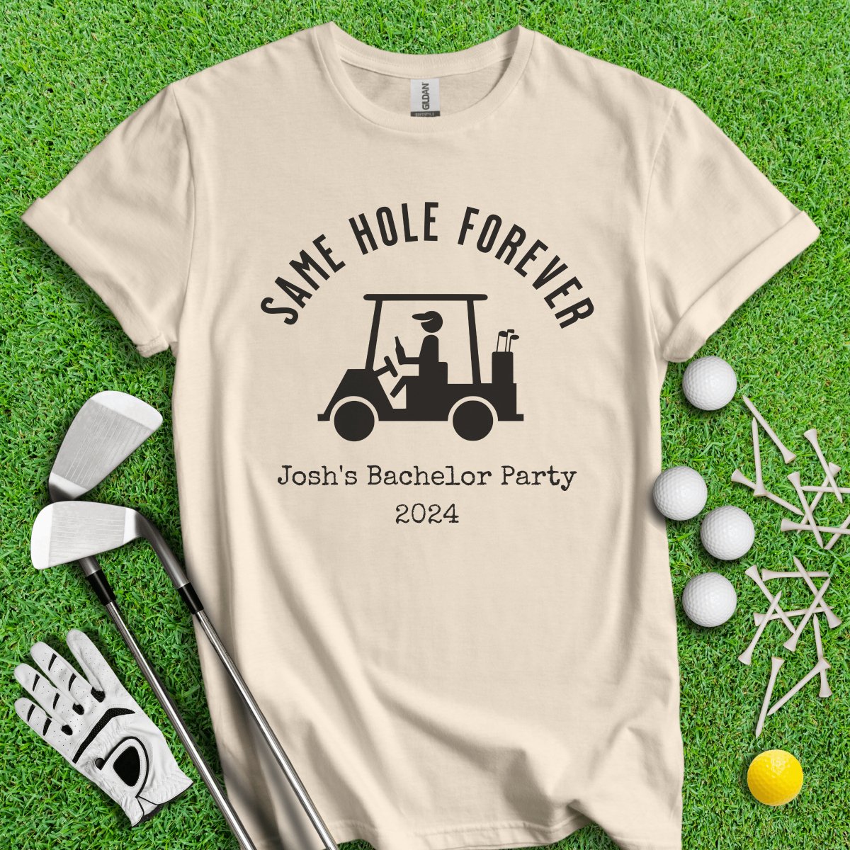 Same Hole Forever Funny Golf Icon Personalized Bachelor Party Golf T - Shirt - TeeHee Golf Gear