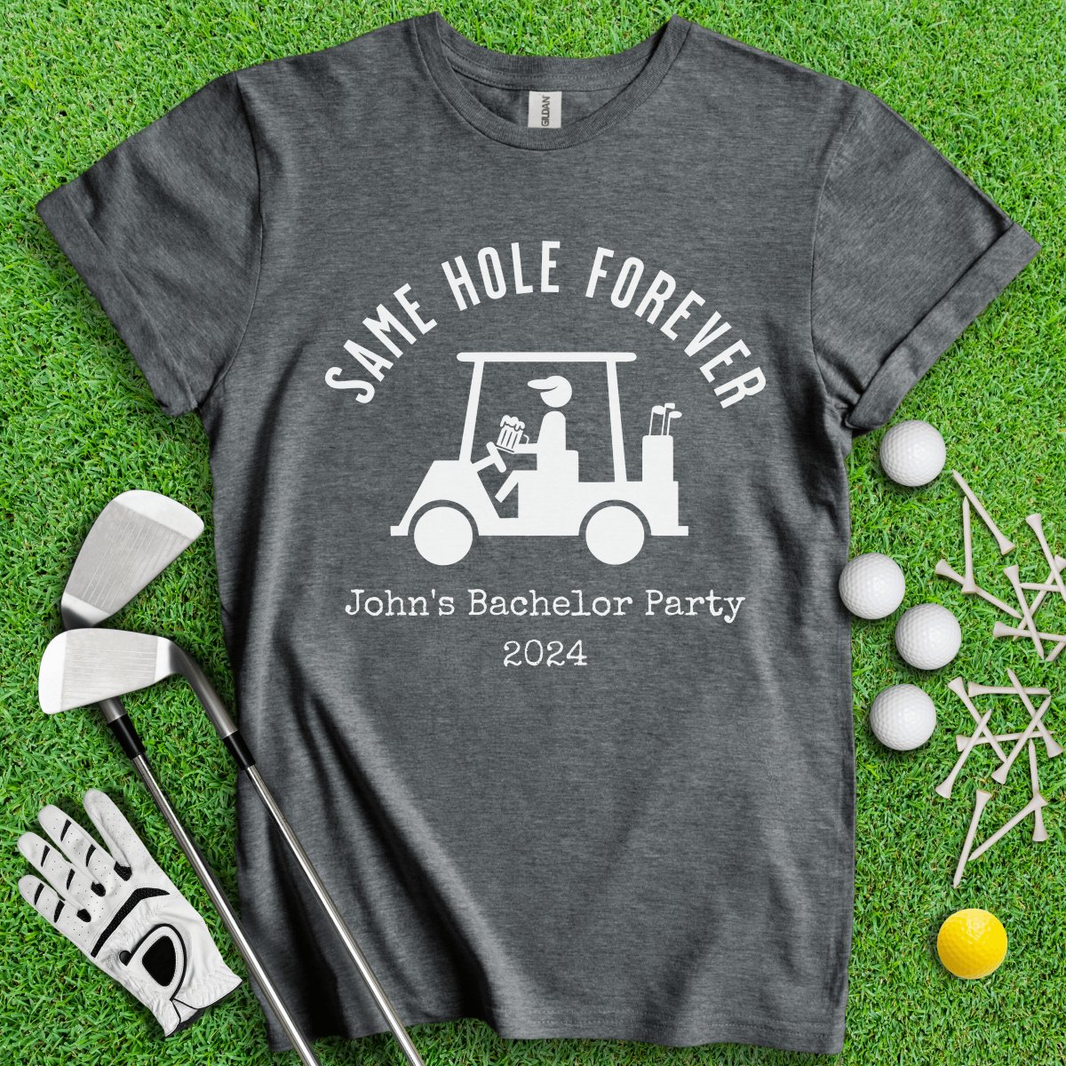 Same Hole Forever Funny Golf Icon Personalized Bachelor Party Golf T - Shirt - TeeHee Golf Gear