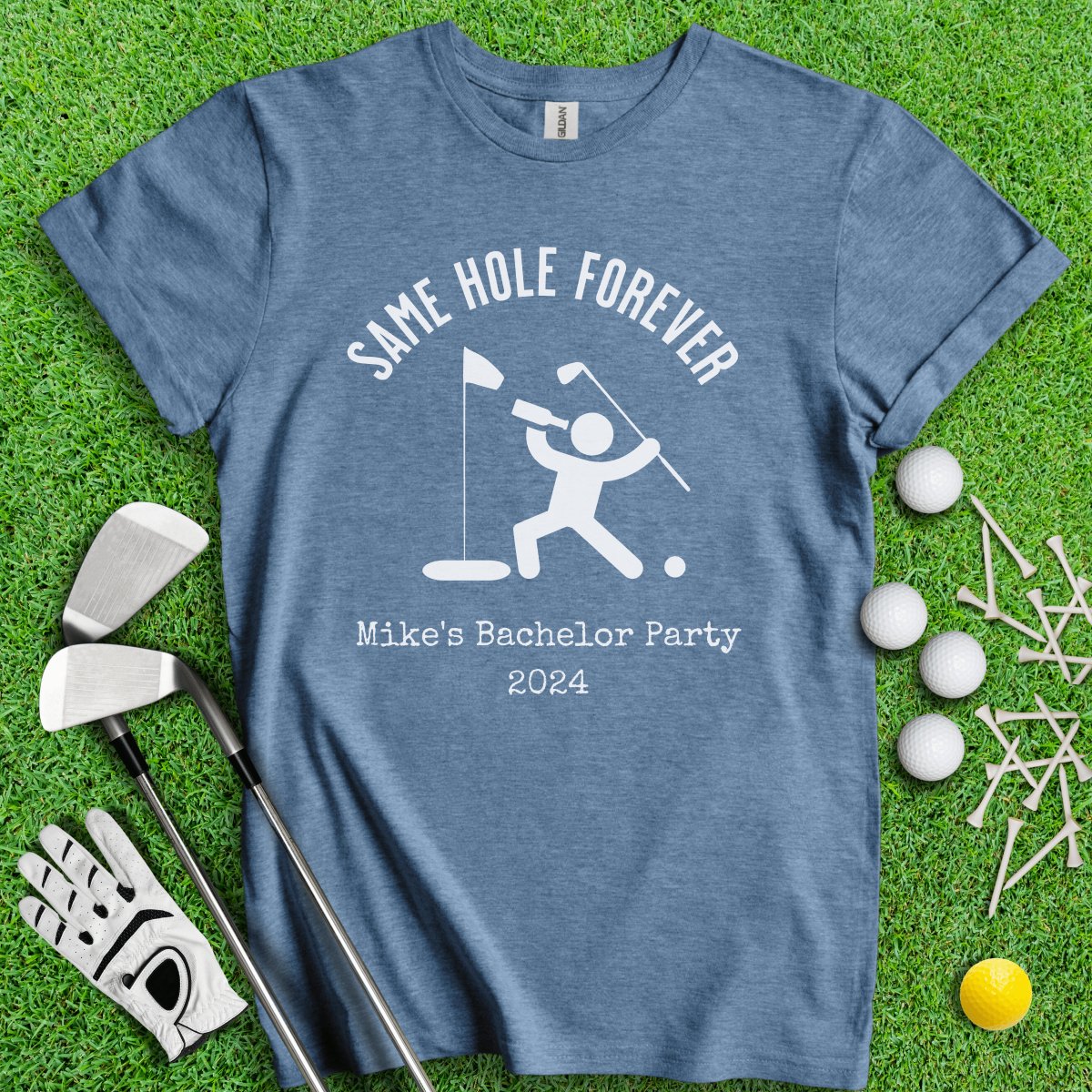 Same Hole Forever Funny Golf Icon Personalized Bachelor Party Golf T - Shirt - TeeHee Golf Gear