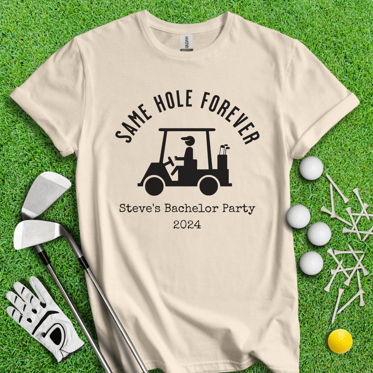 Same Hole Forever Funny Golf Icon Personalized Bachelor Party Golf T - Shirt - TeeHee Golf Gear