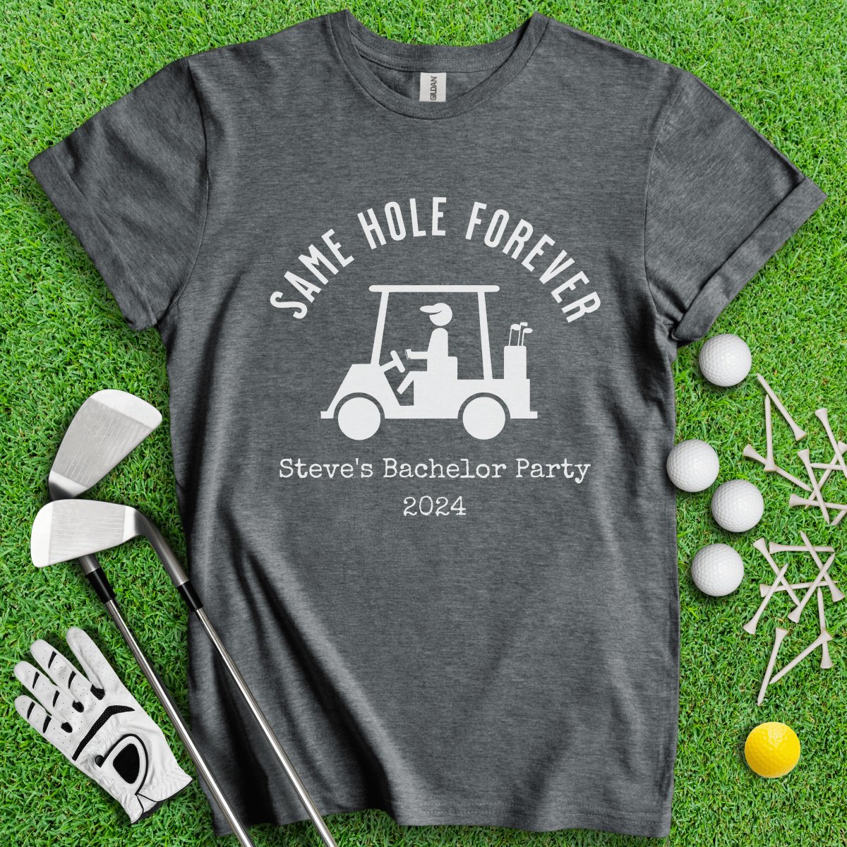 Same Hole Forever Funny Golf Icon Personalized Bachelor Party Golf T - Shirt - TeeHee Golf Gear