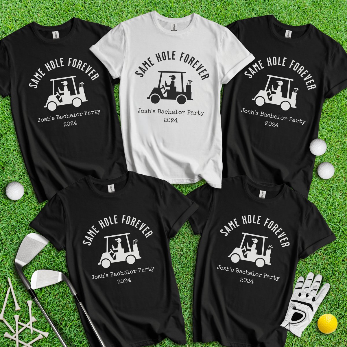 Same Hole Forever Funny Golf Icon Personalized Bachelor Party Golf T - Shirt - TeeHee Golf Gear