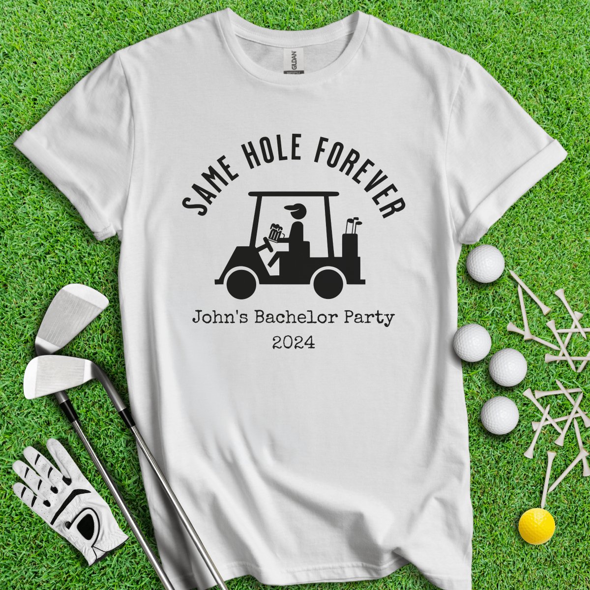 Same Hole Forever Funny Golf Icon Personalized Bachelor Party Golf T - Shirt - TeeHee Golf Gear