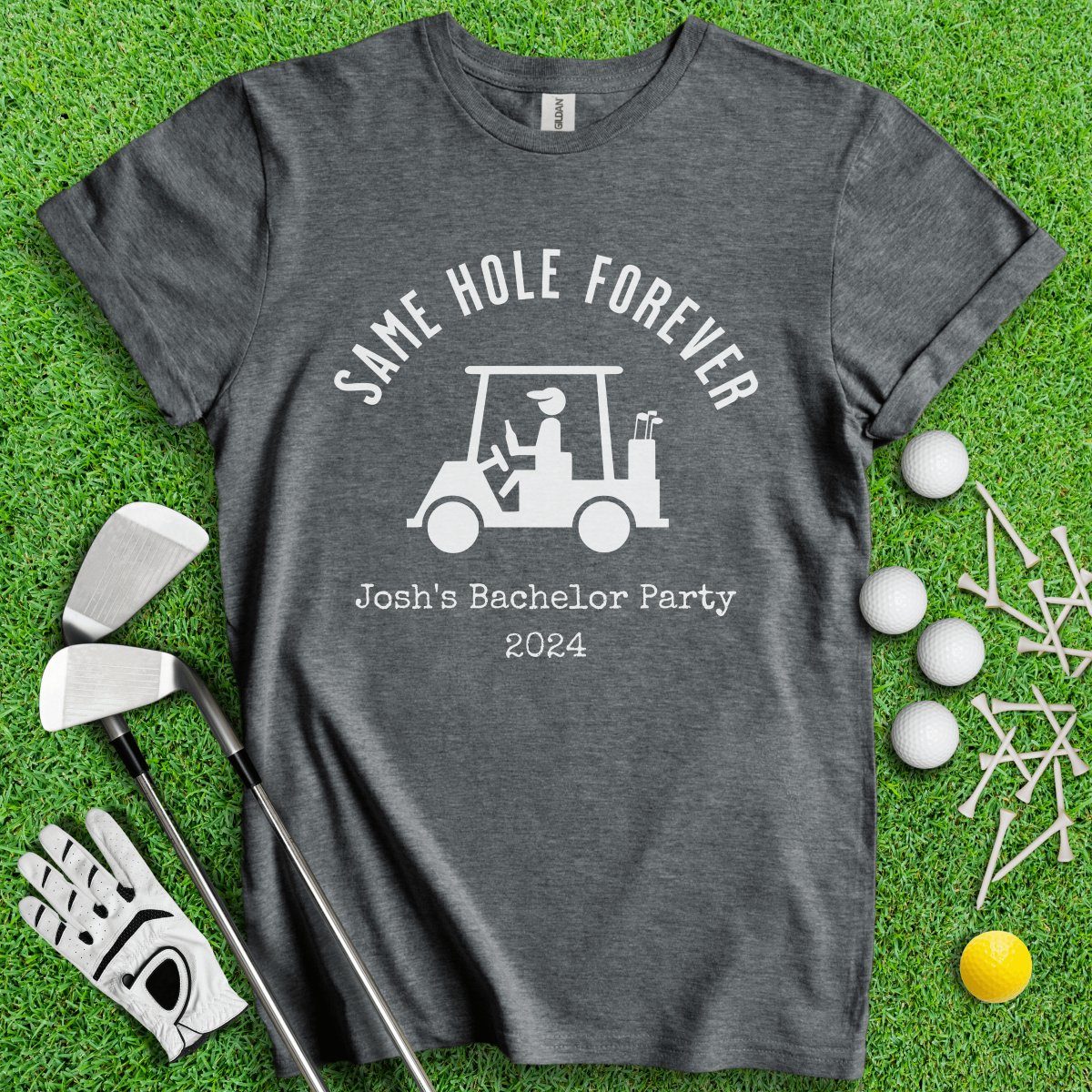 Same Hole Forever Funny Golf Icon Personalized Bachelor Party Golf T - Shirt - TeeHee Golf Gear