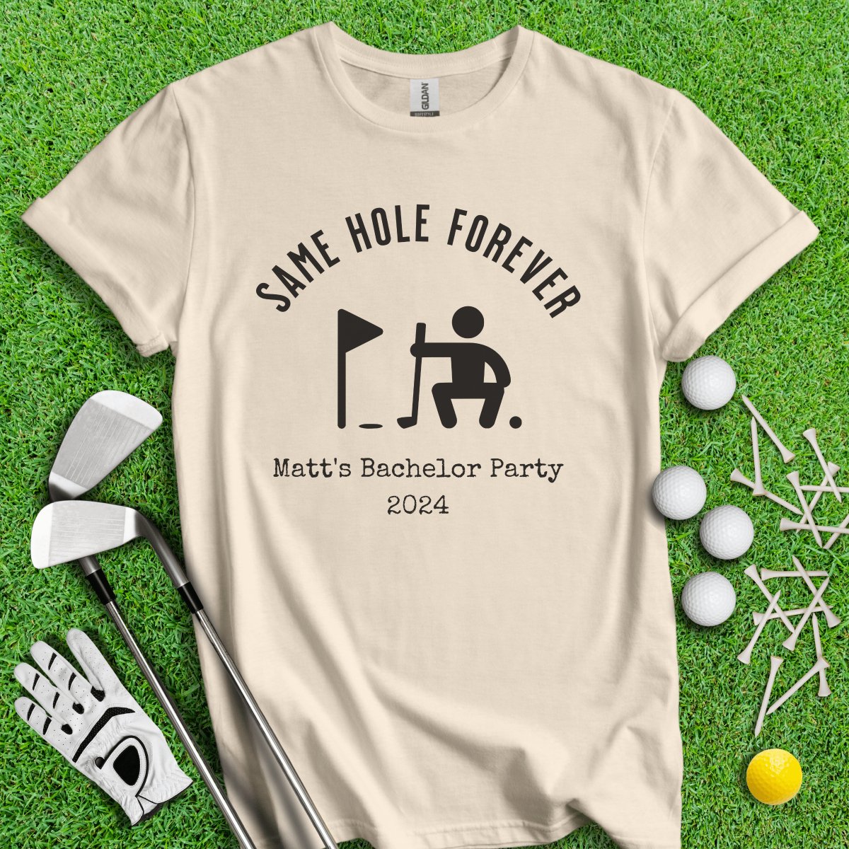 Same Hole Forever Funny Golf Icon Personalized Bachelor Party Golf T - Shirt - TeeHee Golf Gear