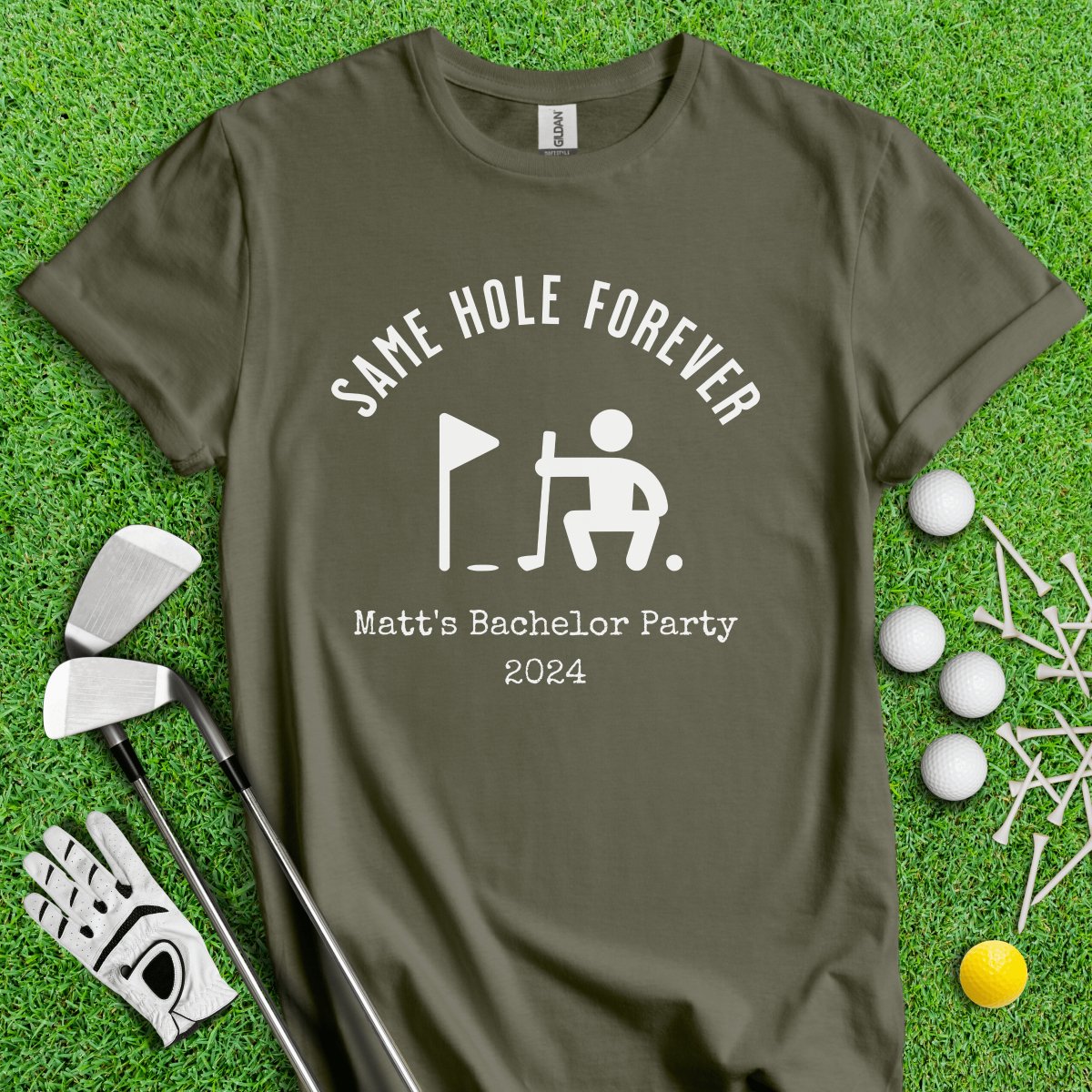 Same Hole Forever Funny Golf Icon Personalized Bachelor Party Golf T - Shirt - TeeHee Golf Gear