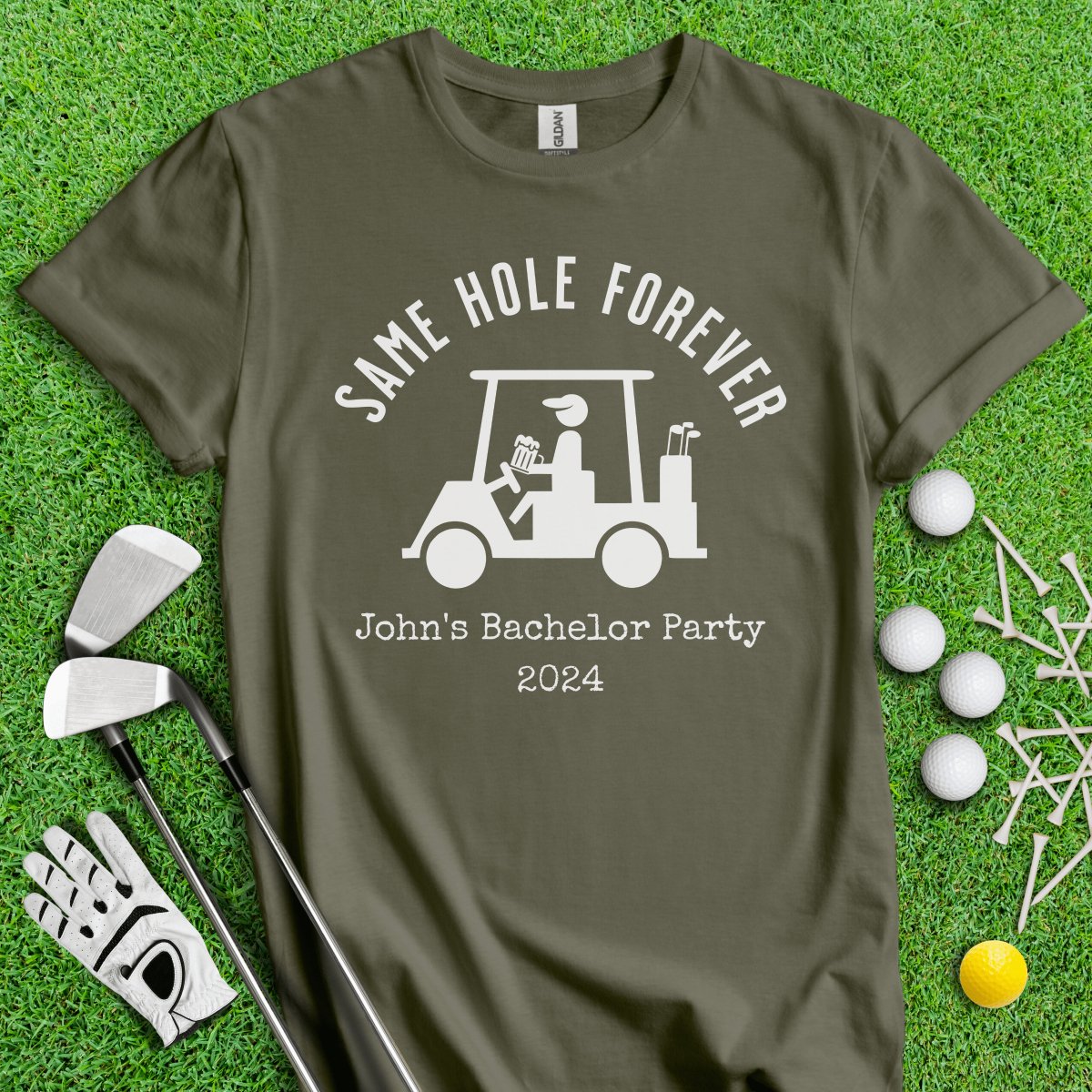 Same Hole Forever Funny Golf Icon Personalized Bachelor Party Golf T - Shirt - TeeHee Golf Gear
