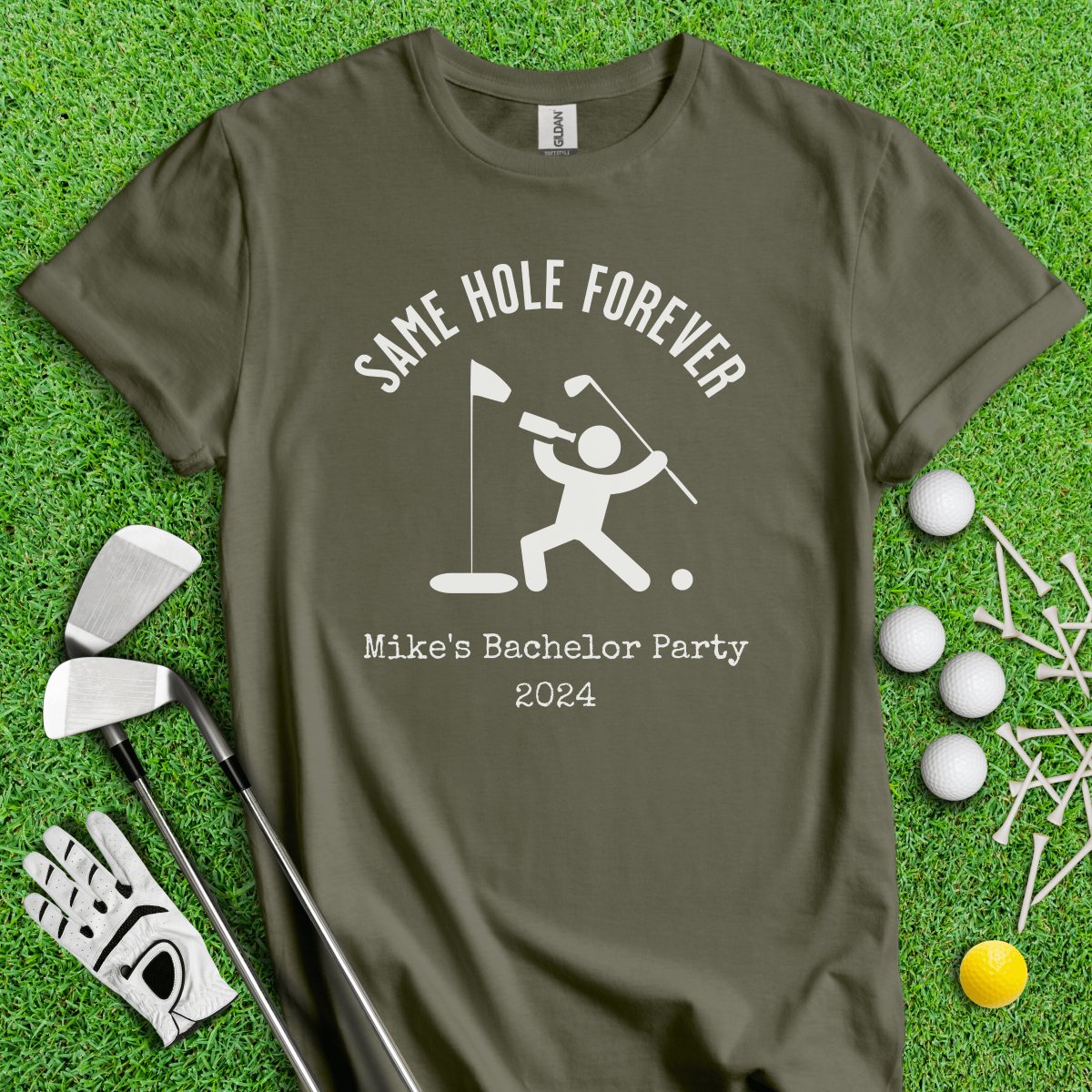 Same Hole Forever Funny Golf Icon Personalized Bachelor Party Golf T - Shirt - TeeHee Golf Gear