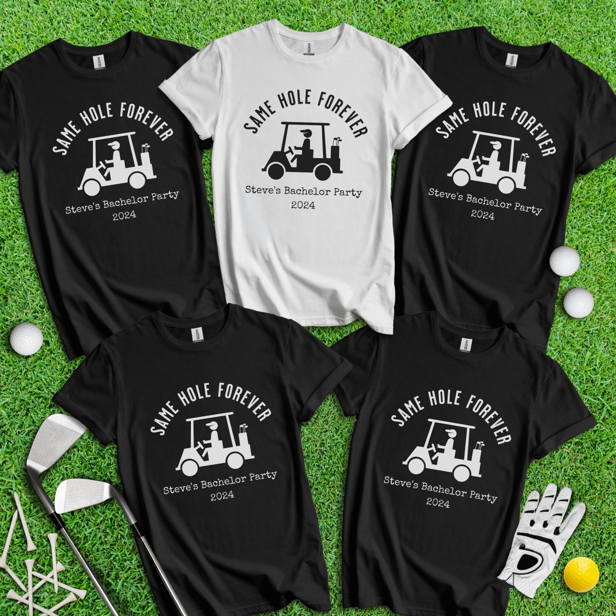 Same Hole Forever Funny Golf Icon Personalized Bachelor Party Golf T - Shirt - TeeHee Golf Gear