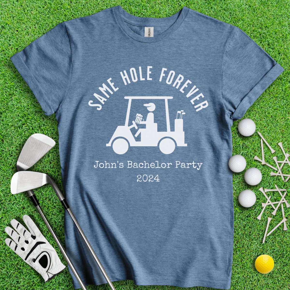 Same Hole Forever Funny Golf Icon Personalized Bachelor Party Golf T - Shirt - TeeHee Golf Gear