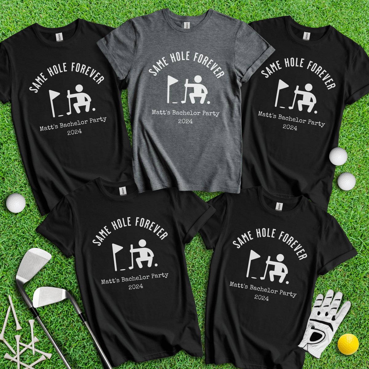 Same Hole Forever Funny Golf Icon Personalized Bachelor Party Golf T - Shirt - TeeHee Golf Gear