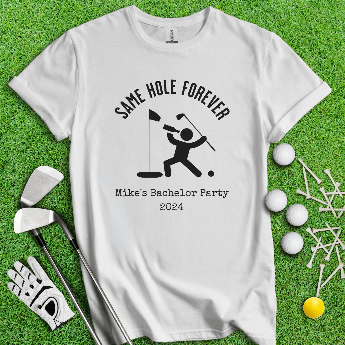 Same Hole Forever Funny Golf Icon Personalized Bachelor Party Golf T - Shirt - TeeHee Golf Gear