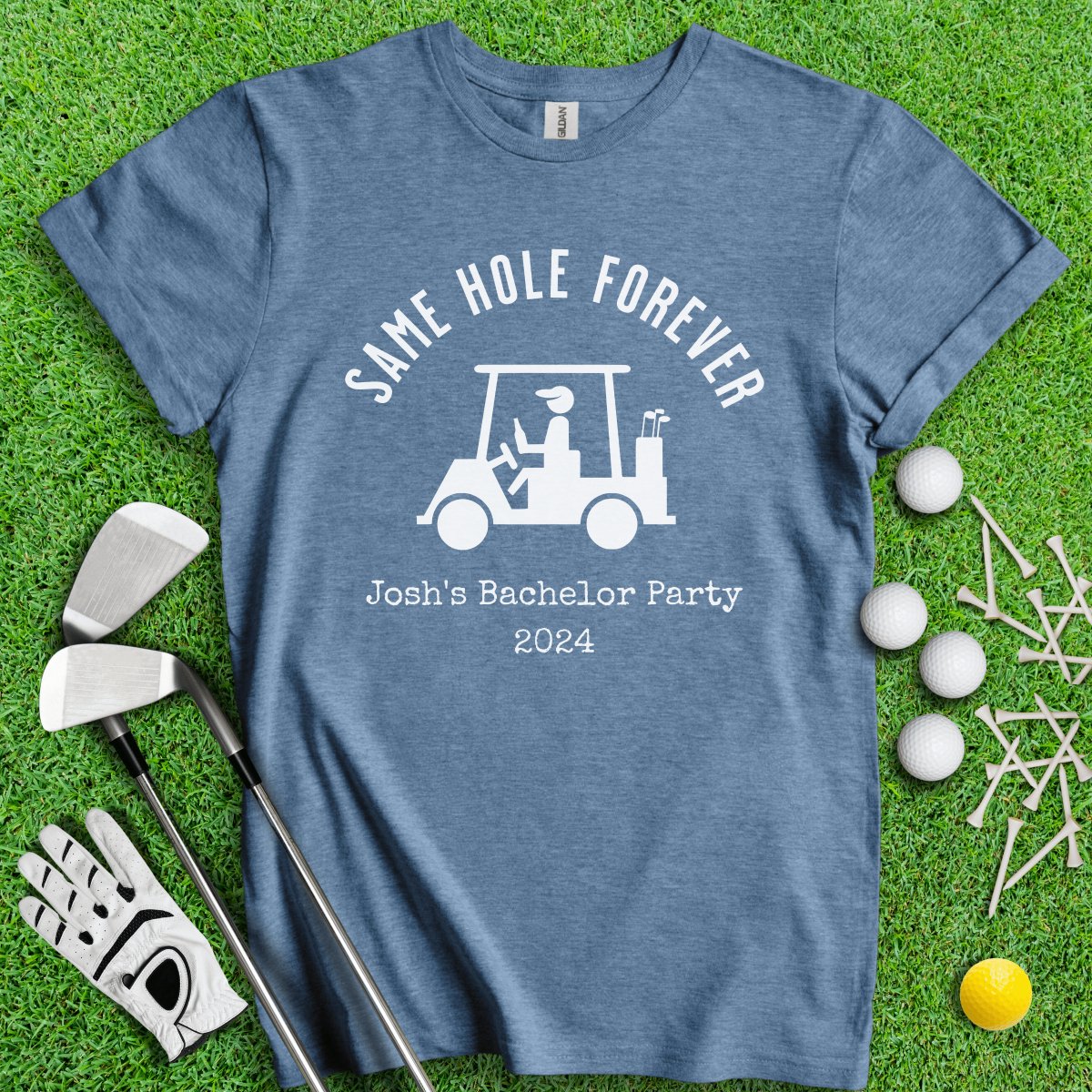 Same Hole Forever Funny Golf Icon Personalized Bachelor Party Golf T - Shirt - TeeHee Golf Gear