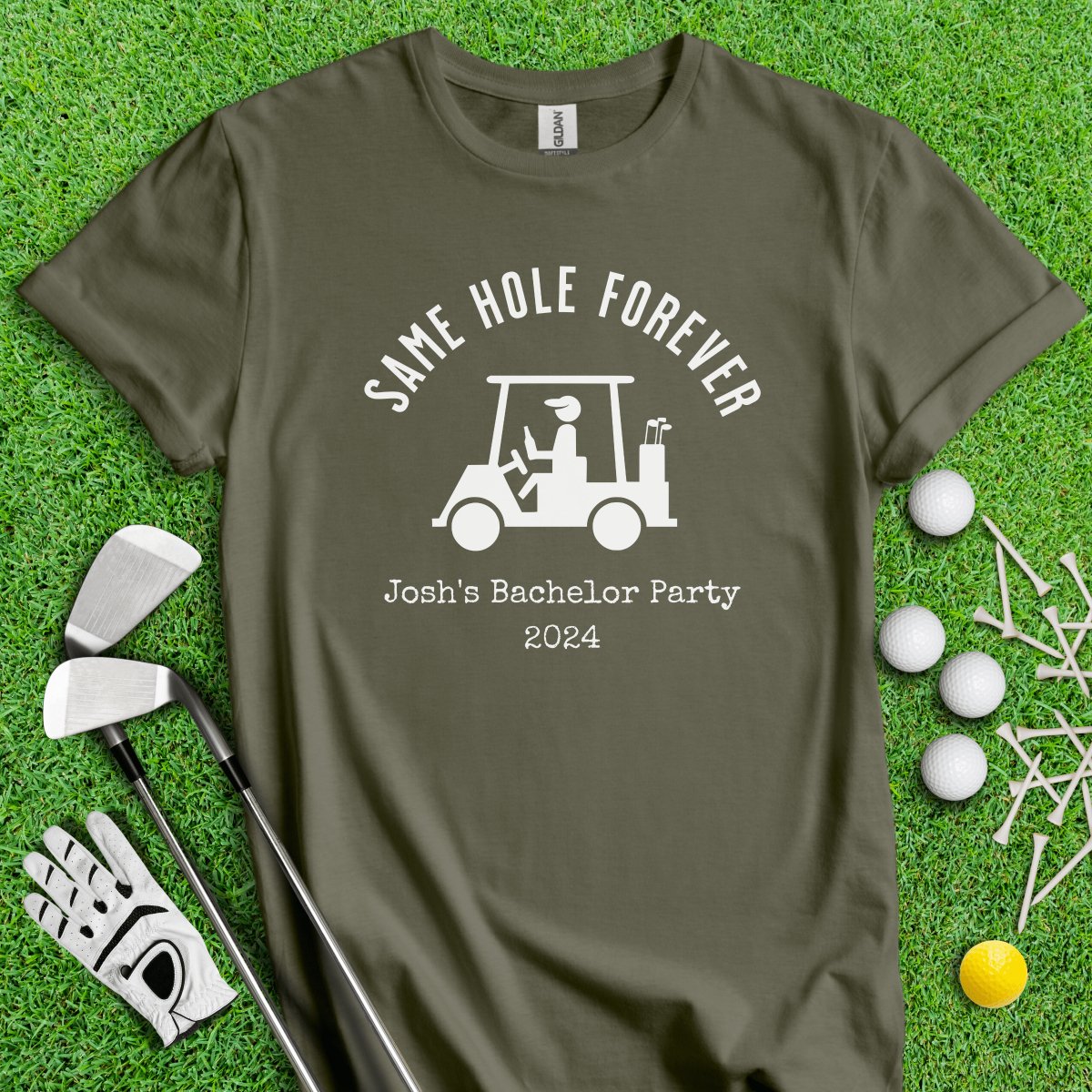 Same Hole Forever Funny Golf Icon Personalized Bachelor Party Golf T - Shirt - TeeHee Golf Gear