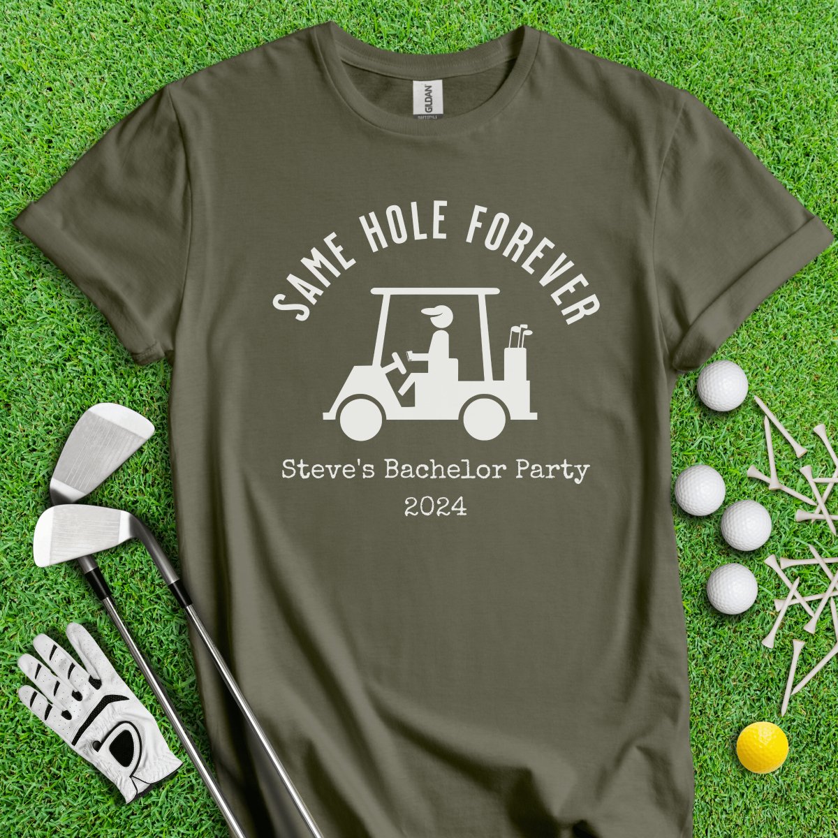 Same Hole Forever Funny Golf Icon Personalized Bachelor Party Golf T - Shirt - TeeHee Golf Gear