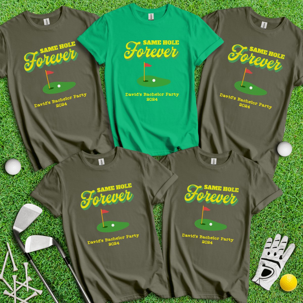 Same Hole Forever Personalized Bachelor Party Funny Golf T - Shirt - TeeHee Golf Gear