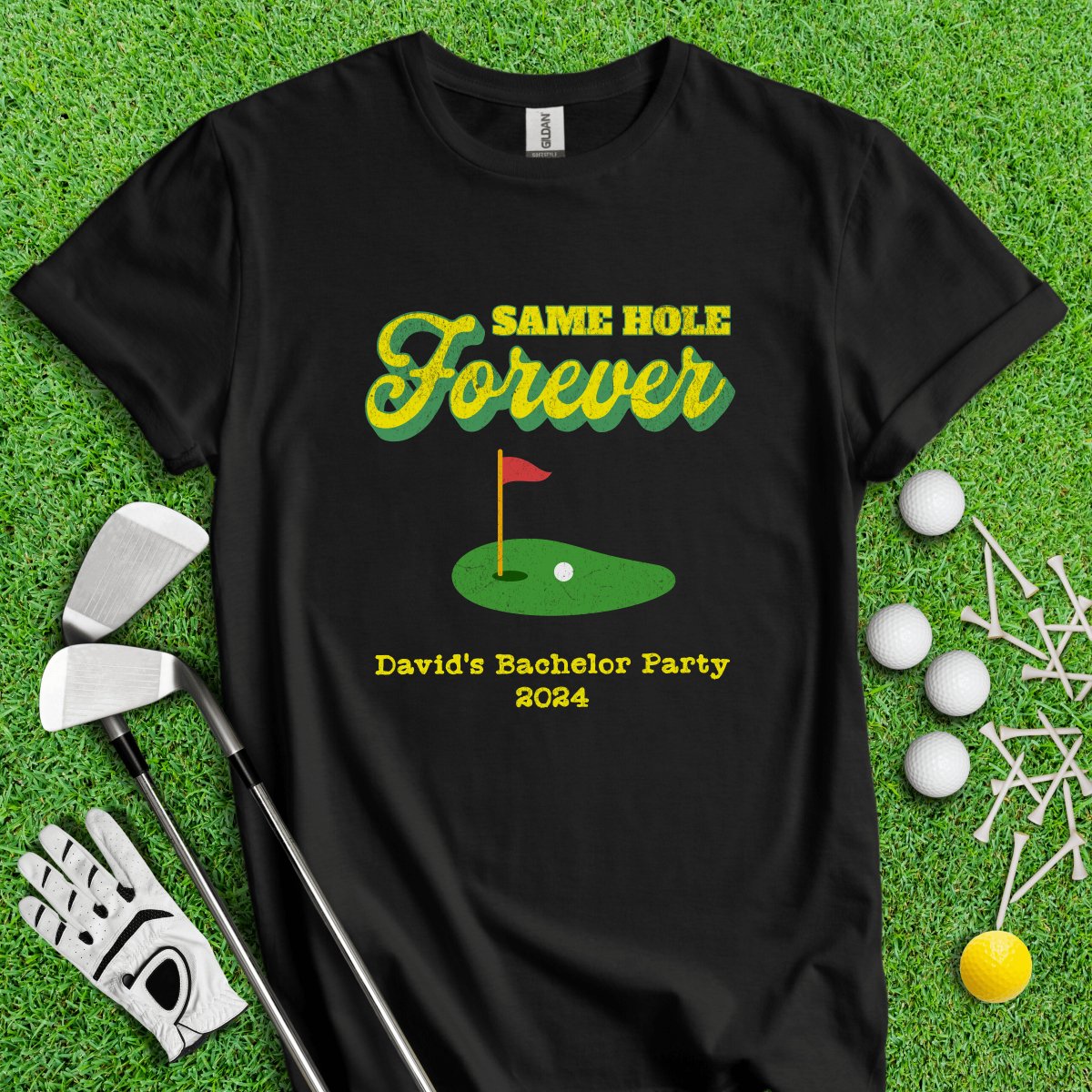 Same Hole Forever Personalized Bachelor Party Funny Golf T - Shirt - TeeHee Golf Gear