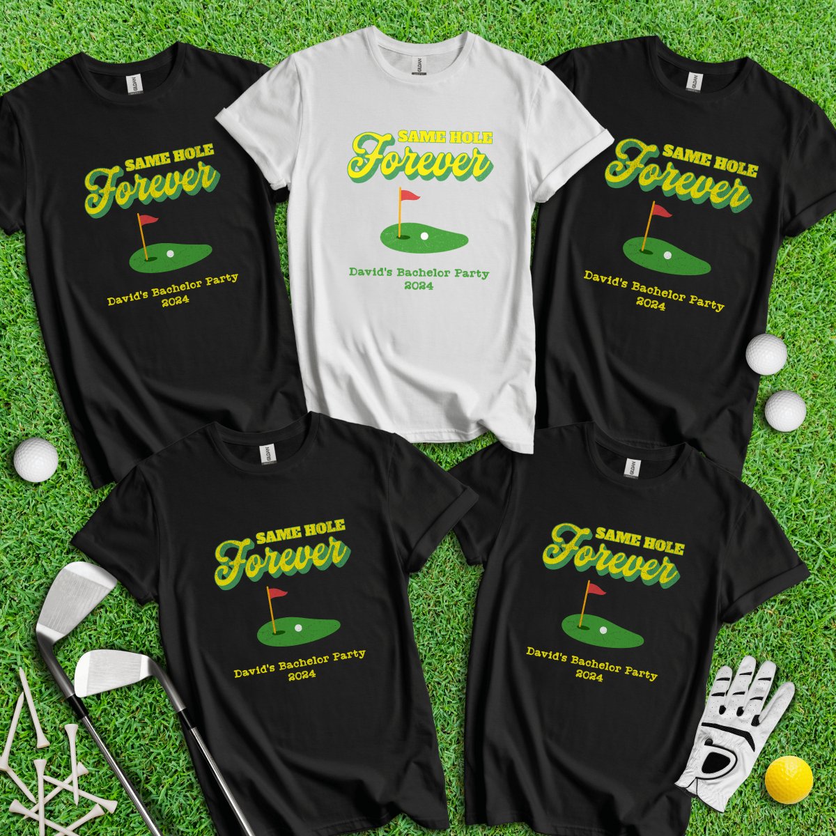 Same Hole Forever Personalized Bachelor Party Funny Golf T - Shirt - TeeHee Golf Gear