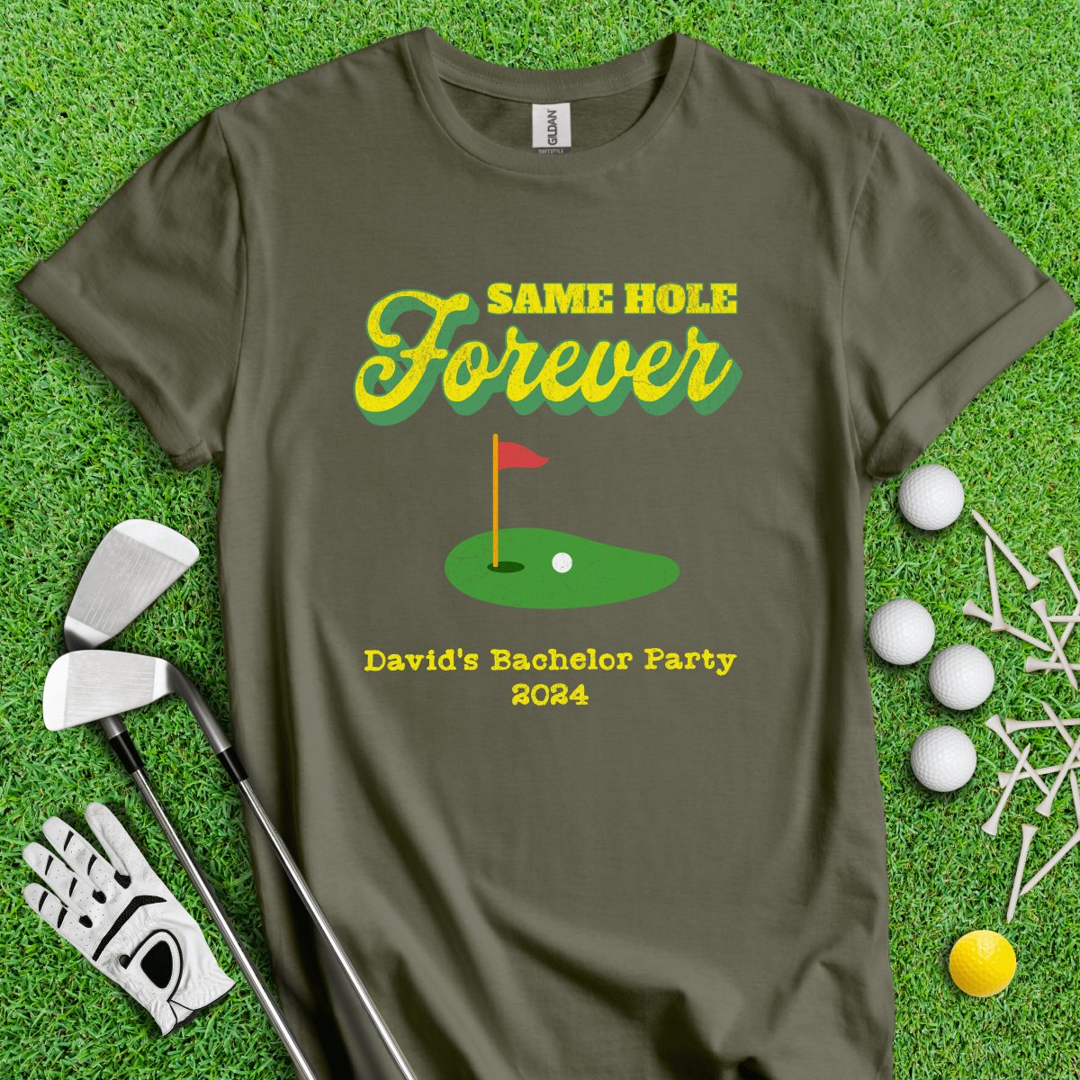 Same Hole Forever Personalized Bachelor Party Funny Golf T - Shirt - TeeHee Golf Gear