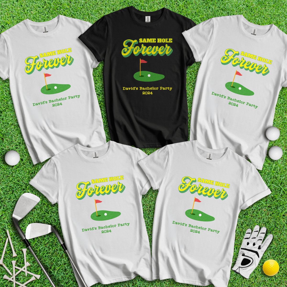 Same Hole Forever Personalized Bachelor Party Funny Golf T - Shirt - TeeHee Golf Gear