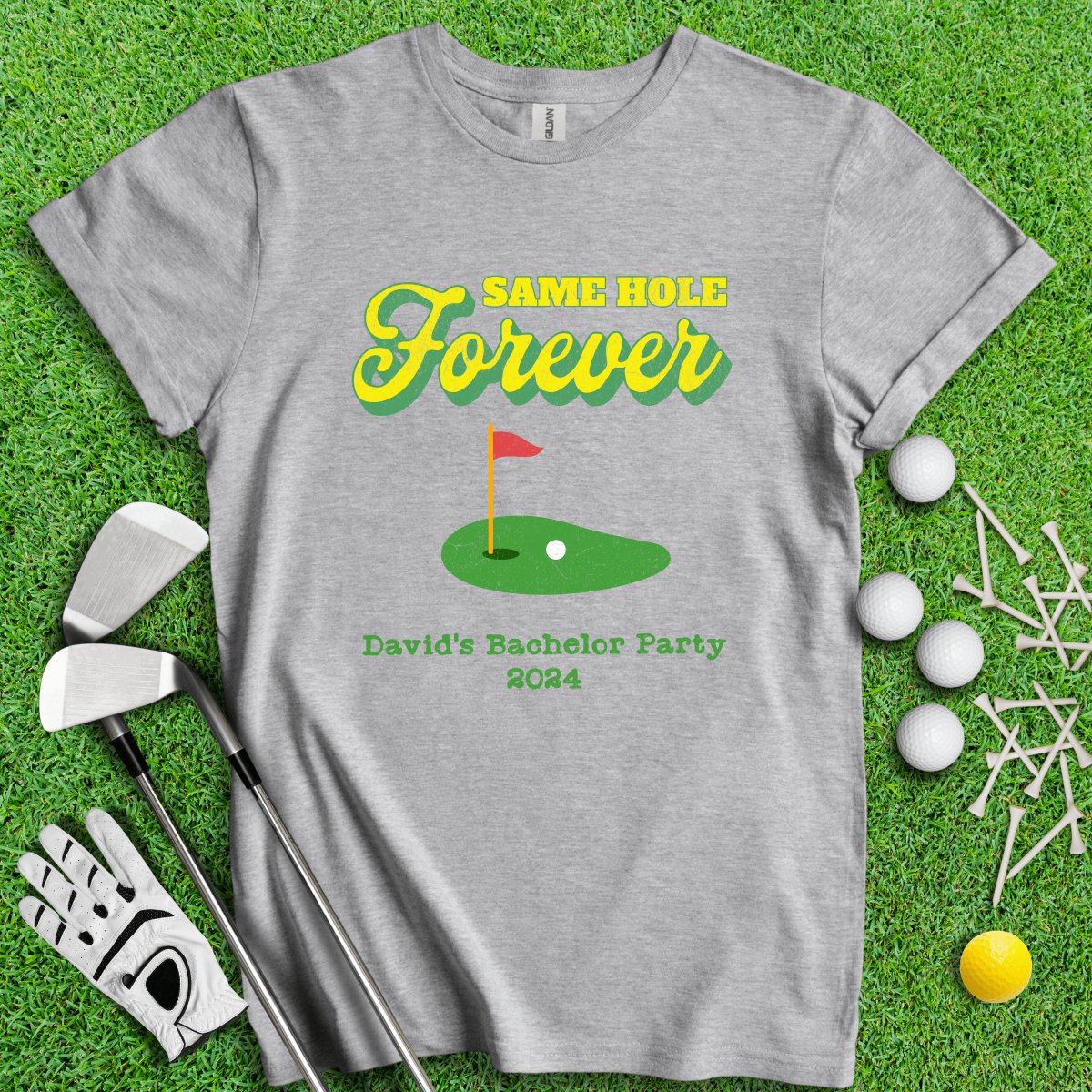 Same Hole Forever Personalized Bachelor Party Funny Golf T - Shirt - TeeHee Golf Gear