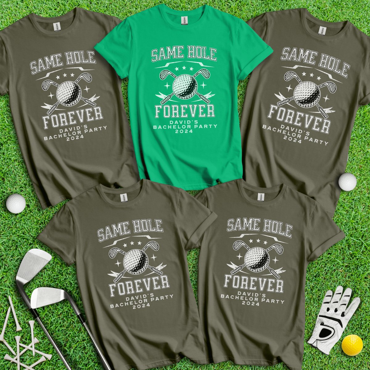 Same Hole Forever Personalized Bachelor Party Funny Golf T - Shirt - TeeHee Golf Gear