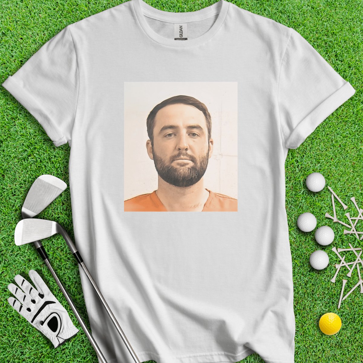 Scottie Scheffler Mugshot T - Shirt - TeeHee Golf Gear