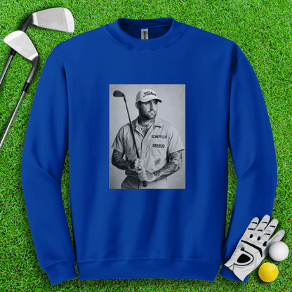 Scottie Scheffler Retro Mugshot Crewneck - TeeHee Golf Gear