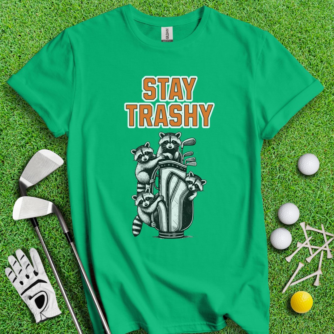 Stay Trashy Raccoon Golf T-Shirt - TeeHee Golf Gear