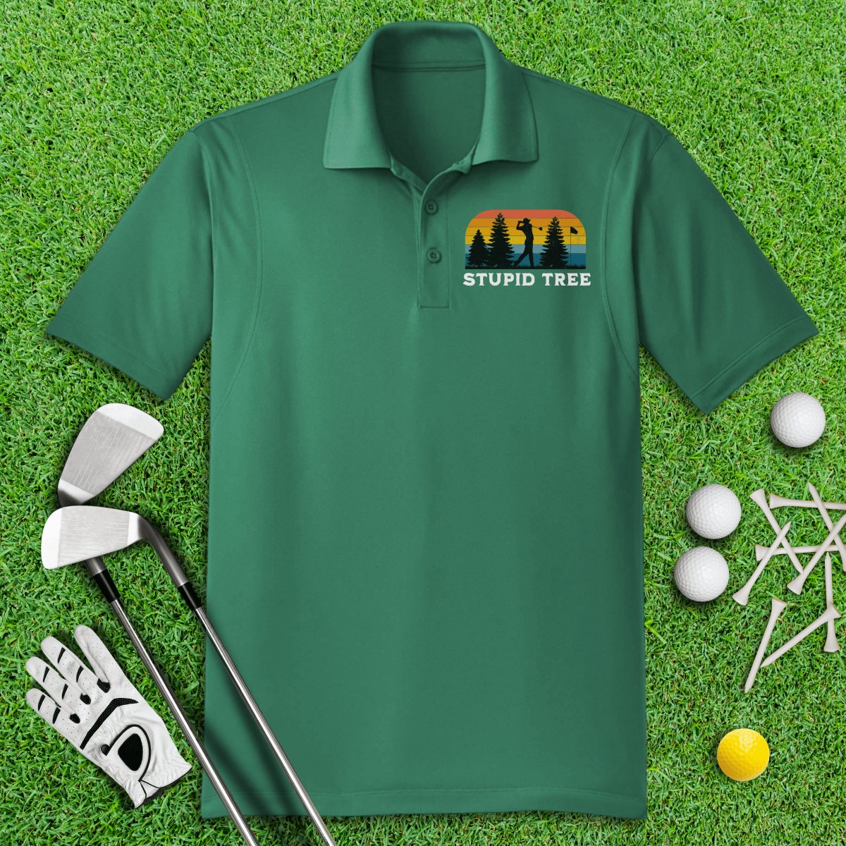 Stupid Tree Retro Polo Shirt - TeeHee Golf Gear