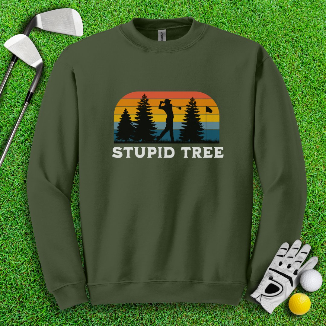 Stupid Tree Retro Sunset Crewneck - TeeHee Golf Gear