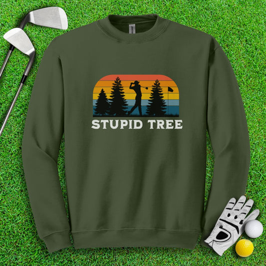 Stupid Tree Retro Sunset Crewneck - TeeHee Golf Gear