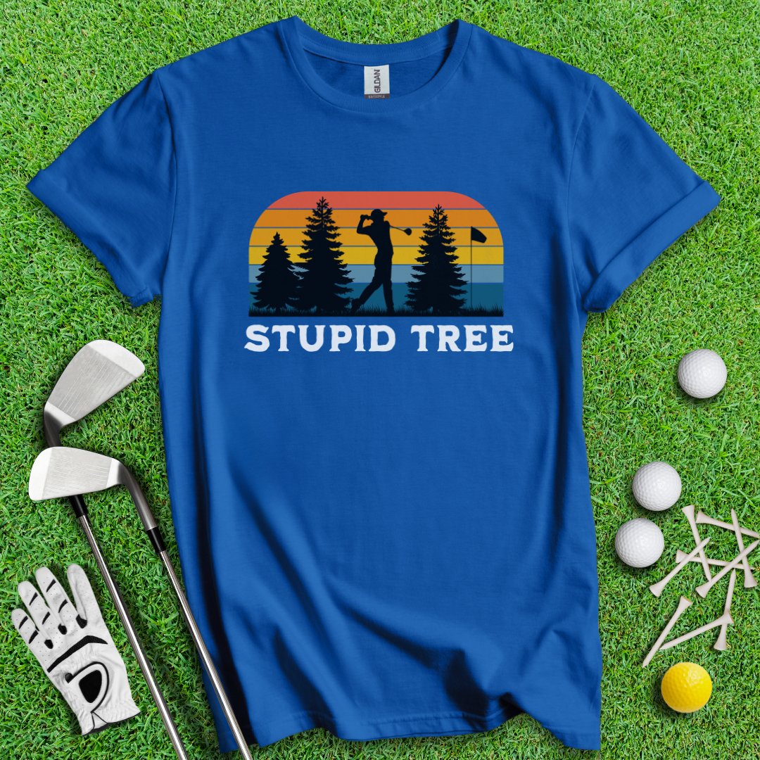 Stupid Tree Retro Sunset T-Shirt - TeeHee Golf Gear