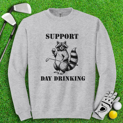 Support Day Drinking Raccoon Crewneck - TeeHee Golf Gear