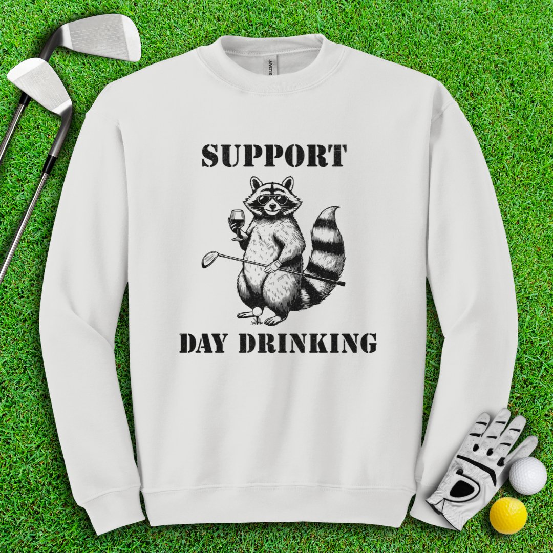 Support Day Drinking Raccoon Crewneck - TeeHee Golf Gear