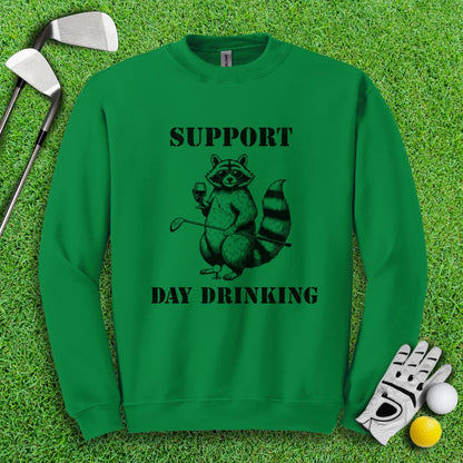 Support Day Drinking Raccoon Crewneck - TeeHee Golf Gear