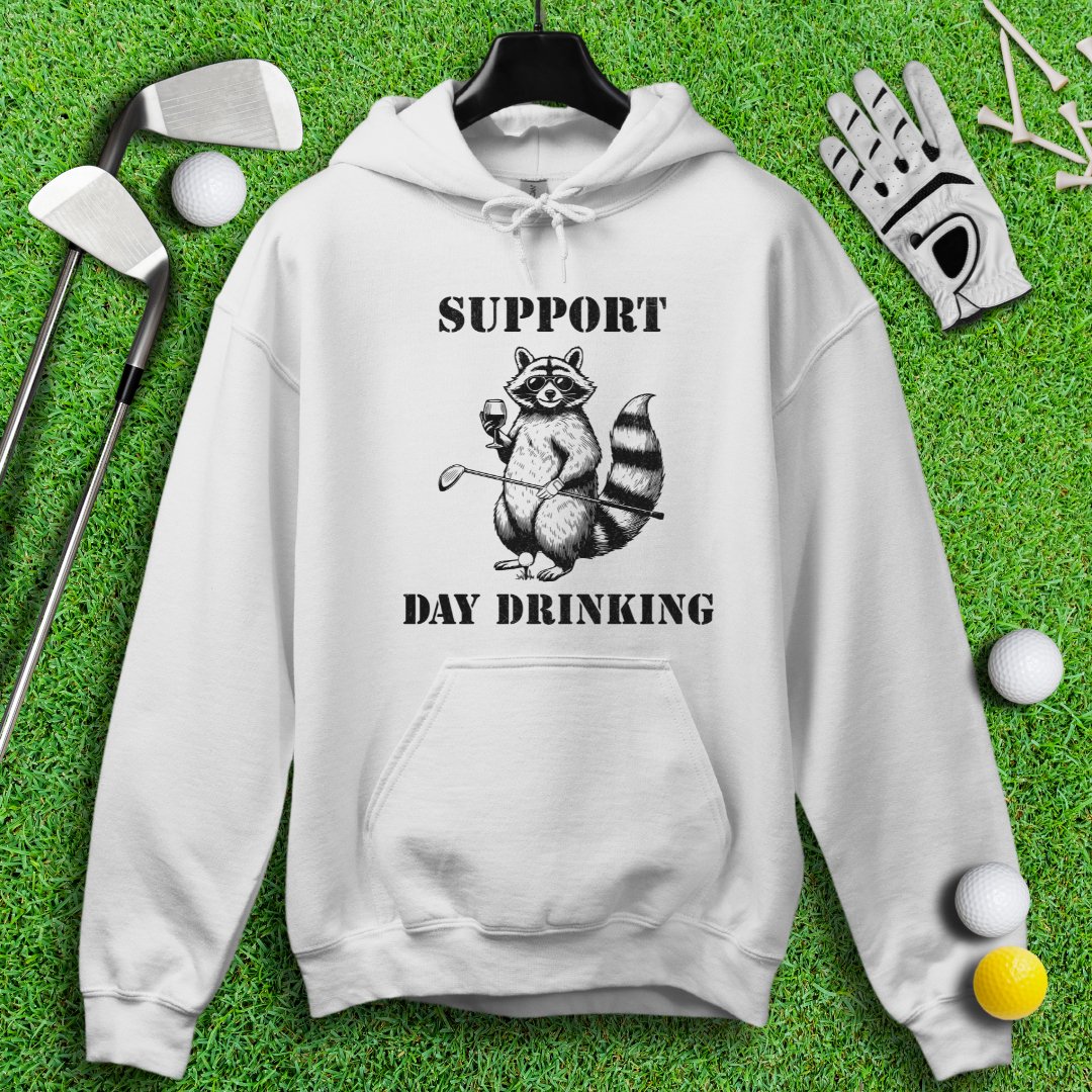 Support Day Drinking Raccoon Hoodie - TeeHee Golf Gear