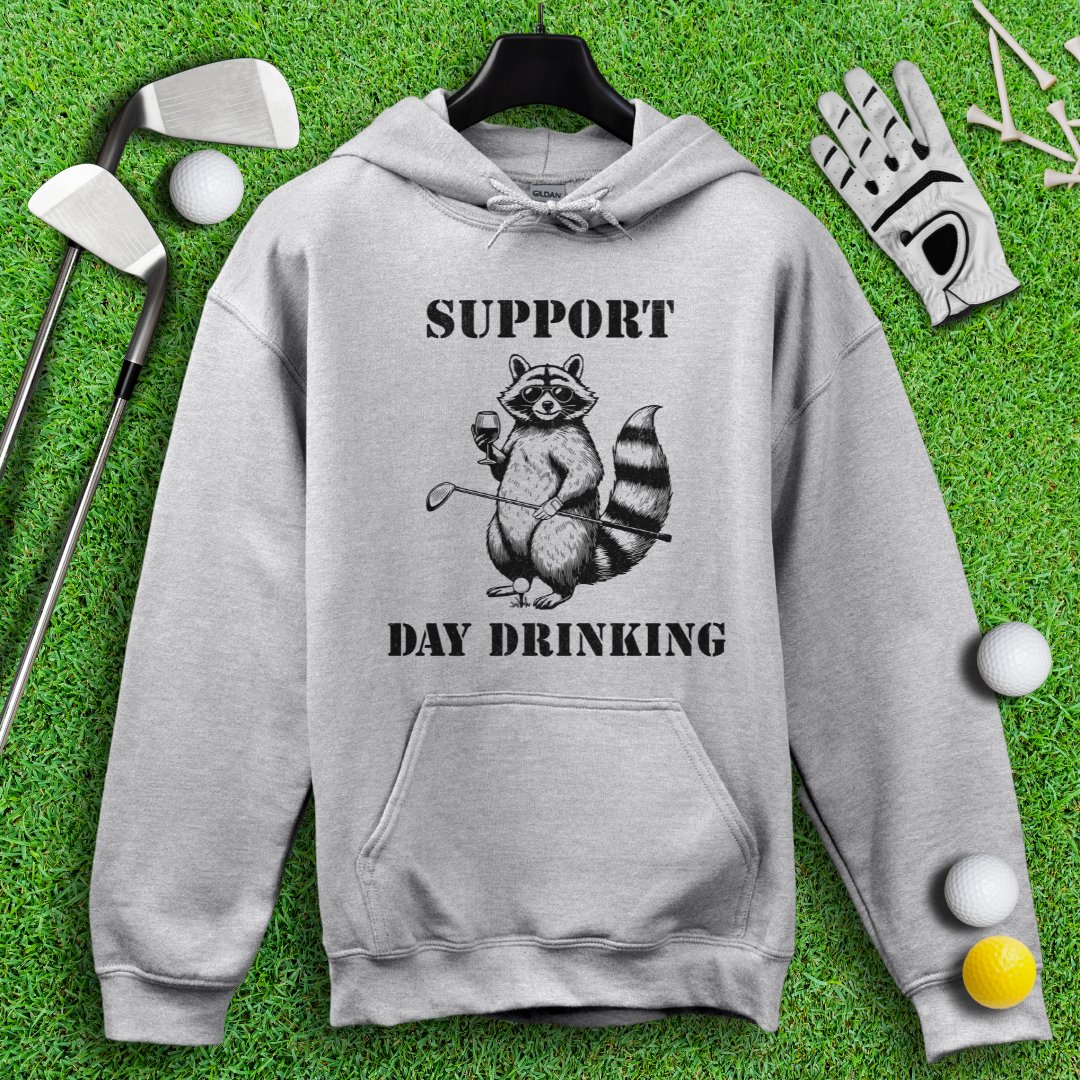 Support Day Drinking Raccoon Hoodie - TeeHee Golf Gear
