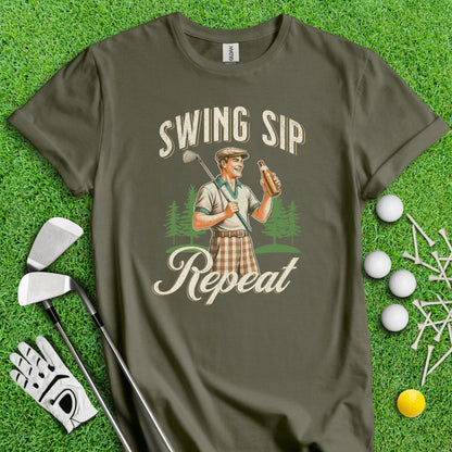 Swing Sip Repeat Retro Vintage T - Shirt - TeeHee Golf Gear