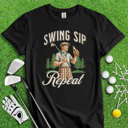 Swing Sip Repeat Retro Vintage T - Shirt - TeeHee Golf Gear