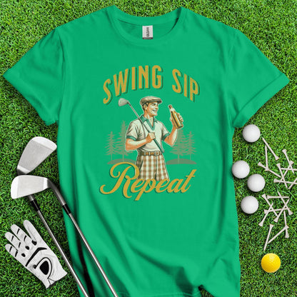 Swing Sip Repeat Retro Vintage T - Shirt - TeeHee Golf Gear