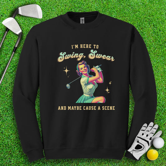 Swing, Swear & Cause A Scene Crewneck - TeeHee Golf Gear