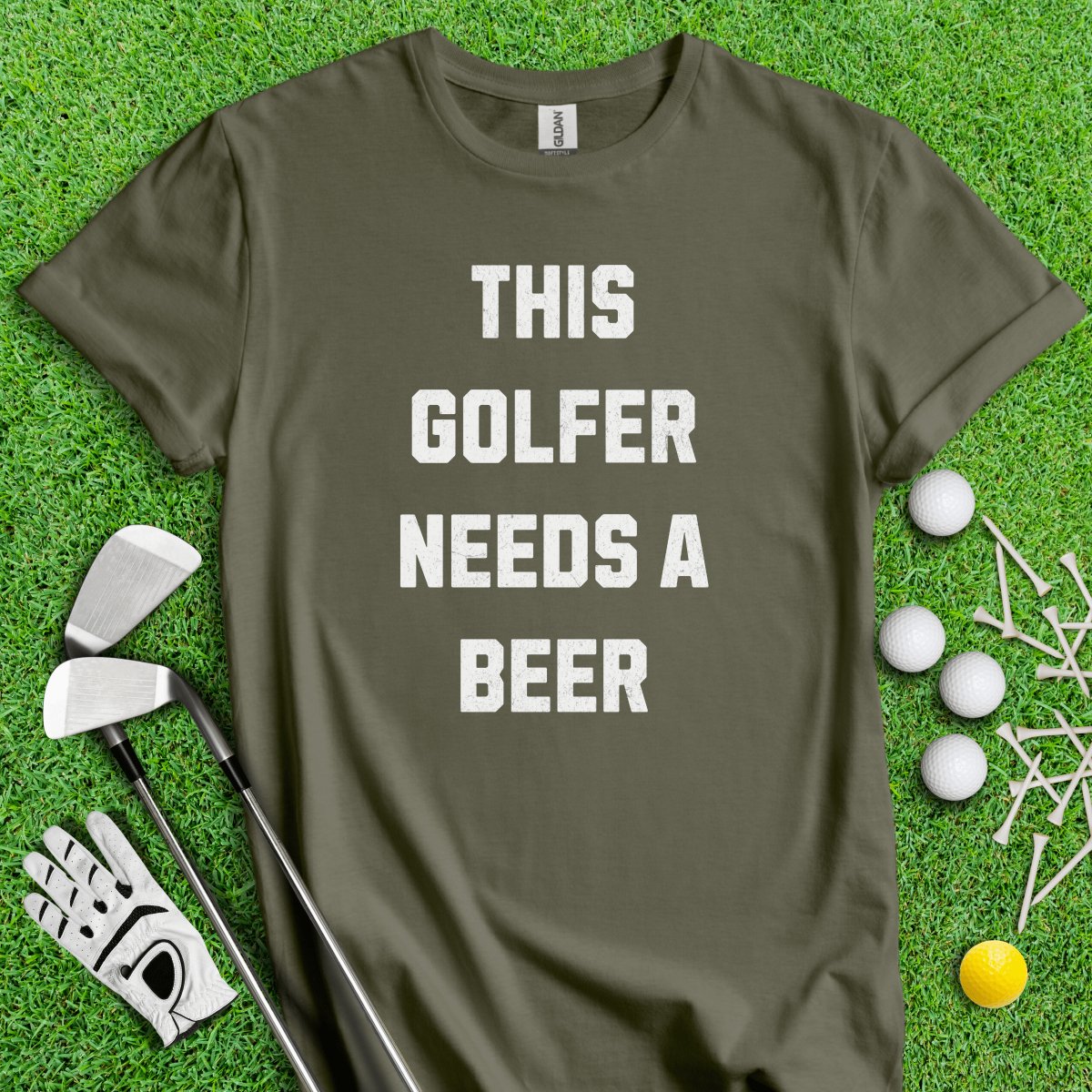 This Golfer Needs A Beer T - Shirt - TeeHee Golf Gear