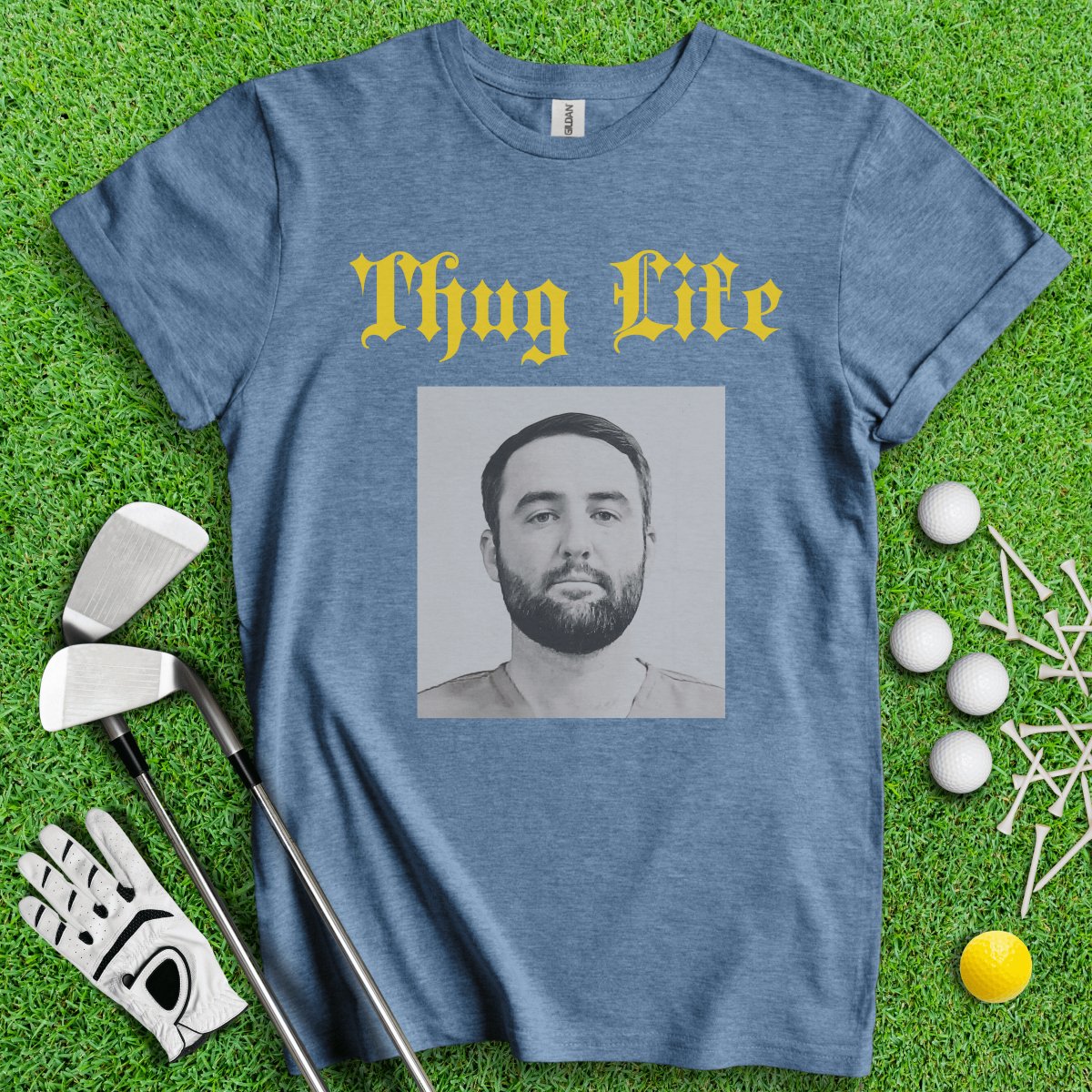 Thug Life - Scottie Scheffler Mugshot T - Shirt - TeeHee Golf Gear