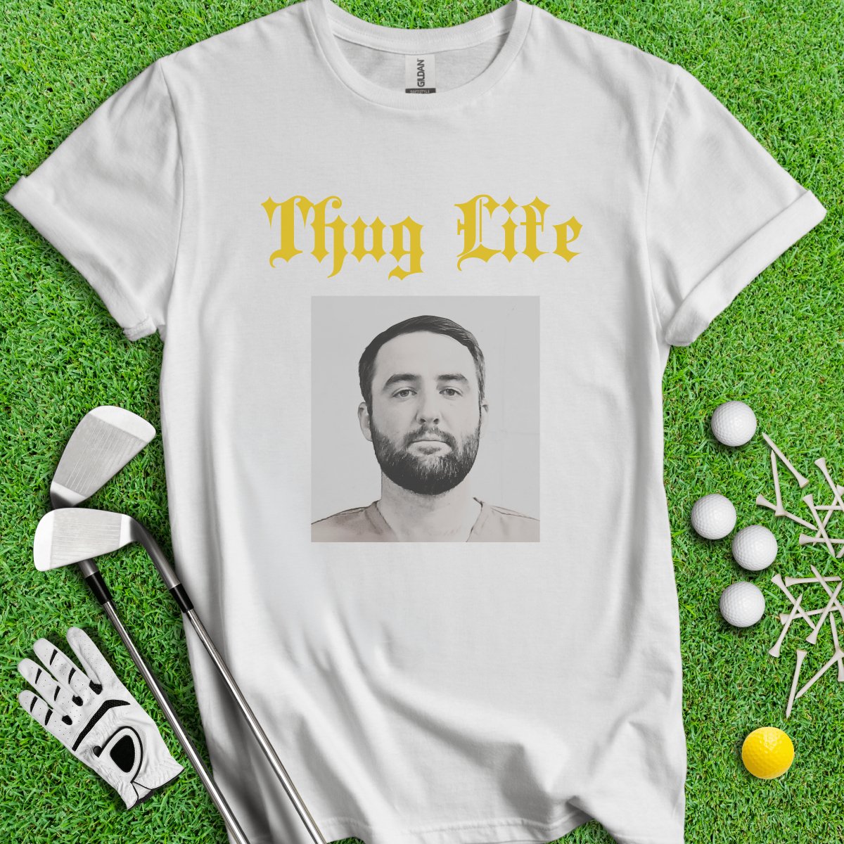 Thug Life - Scottie Scheffler Mugshot T - Shirt - TeeHee Golf Gear