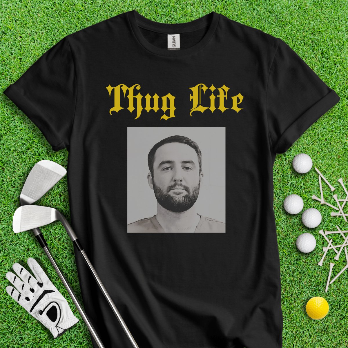 Thug Life - Scottie Scheffler Mugshot T - Shirt - TeeHee Golf Gear