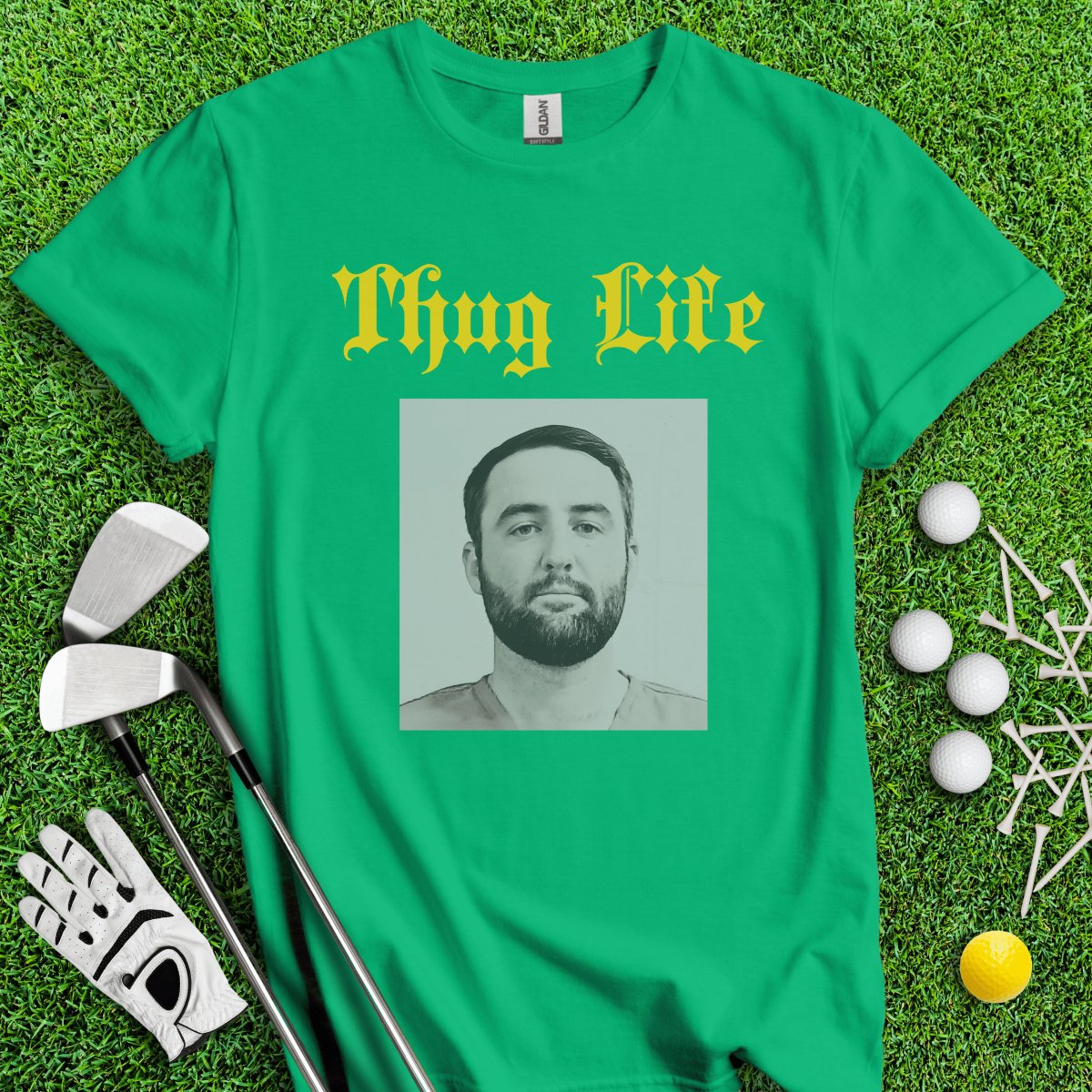 Thug Life - Scottie Scheffler Mugshot T - Shirt - TeeHee Golf Gear