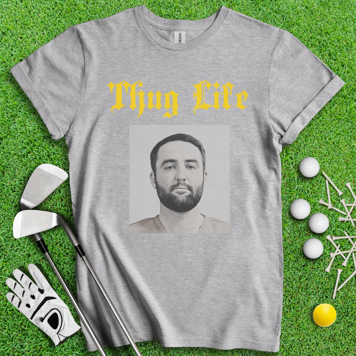 Thug Life - Scottie Scheffler Mugshot T - Shirt - TeeHee Golf Gear