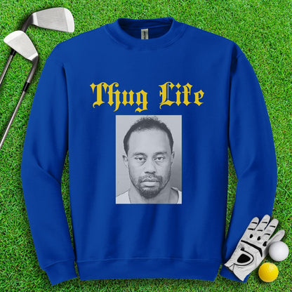 Thug Life - Tiger Woods Mugshot Crewneck - TeeHee Golf Gear